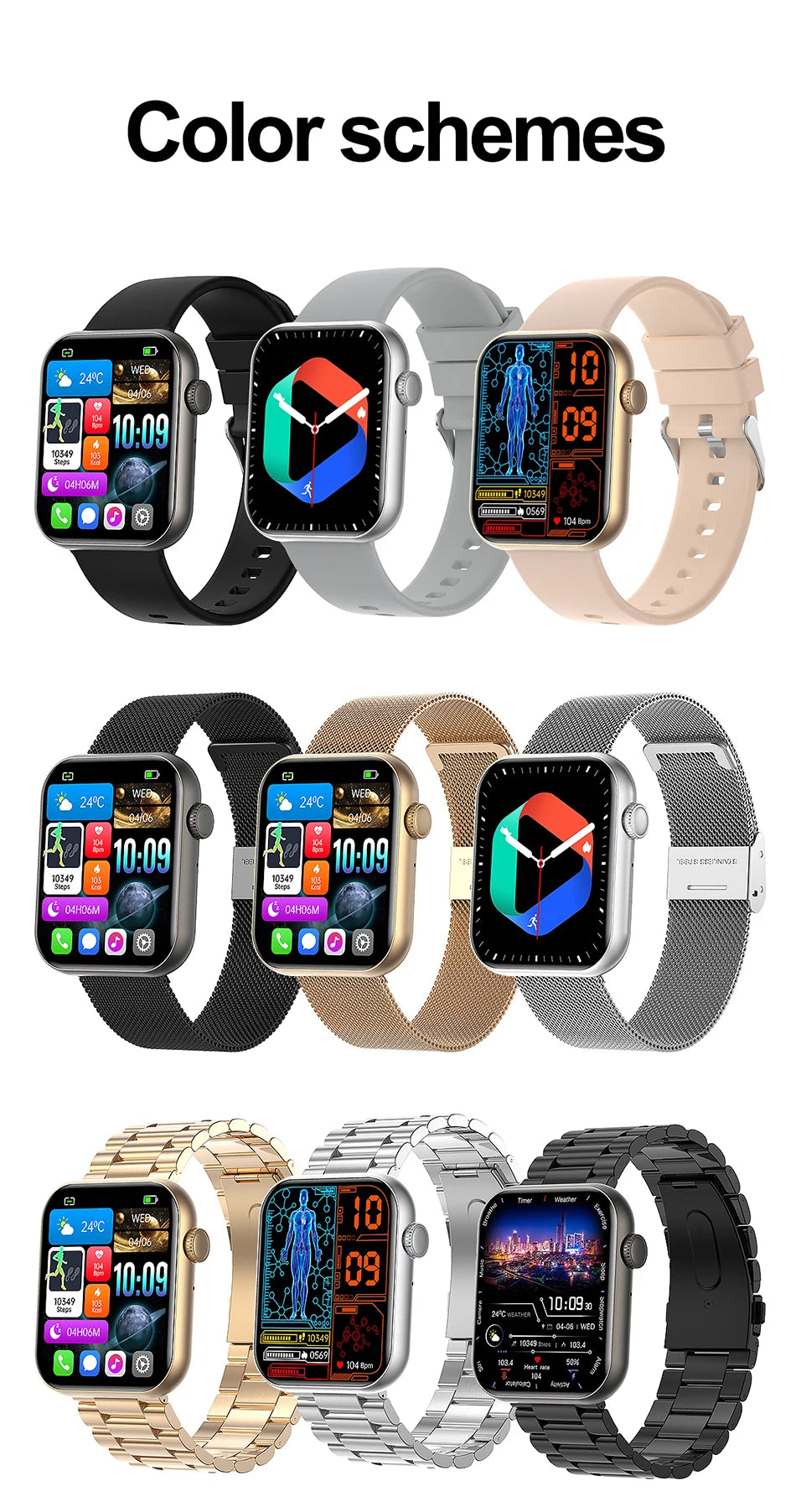 EDONA Smartwatch – 1.9" HD, Bluetooth, IP68