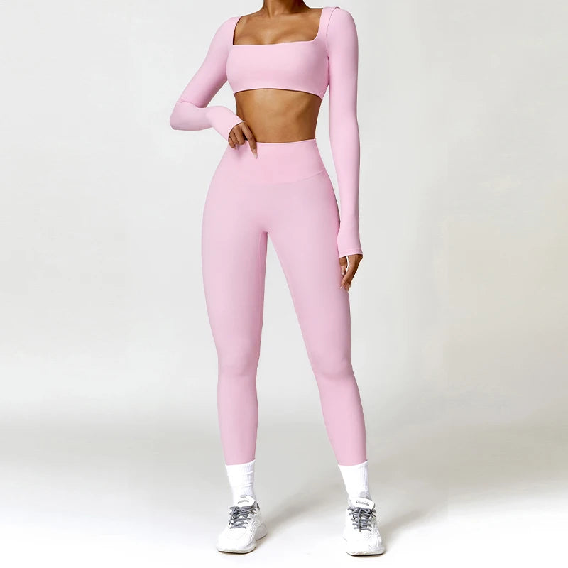 Summer 2-Piece Yoga Set – Women‘s Quick Dry Gym Tracksuit, High Waist Leggings + Top